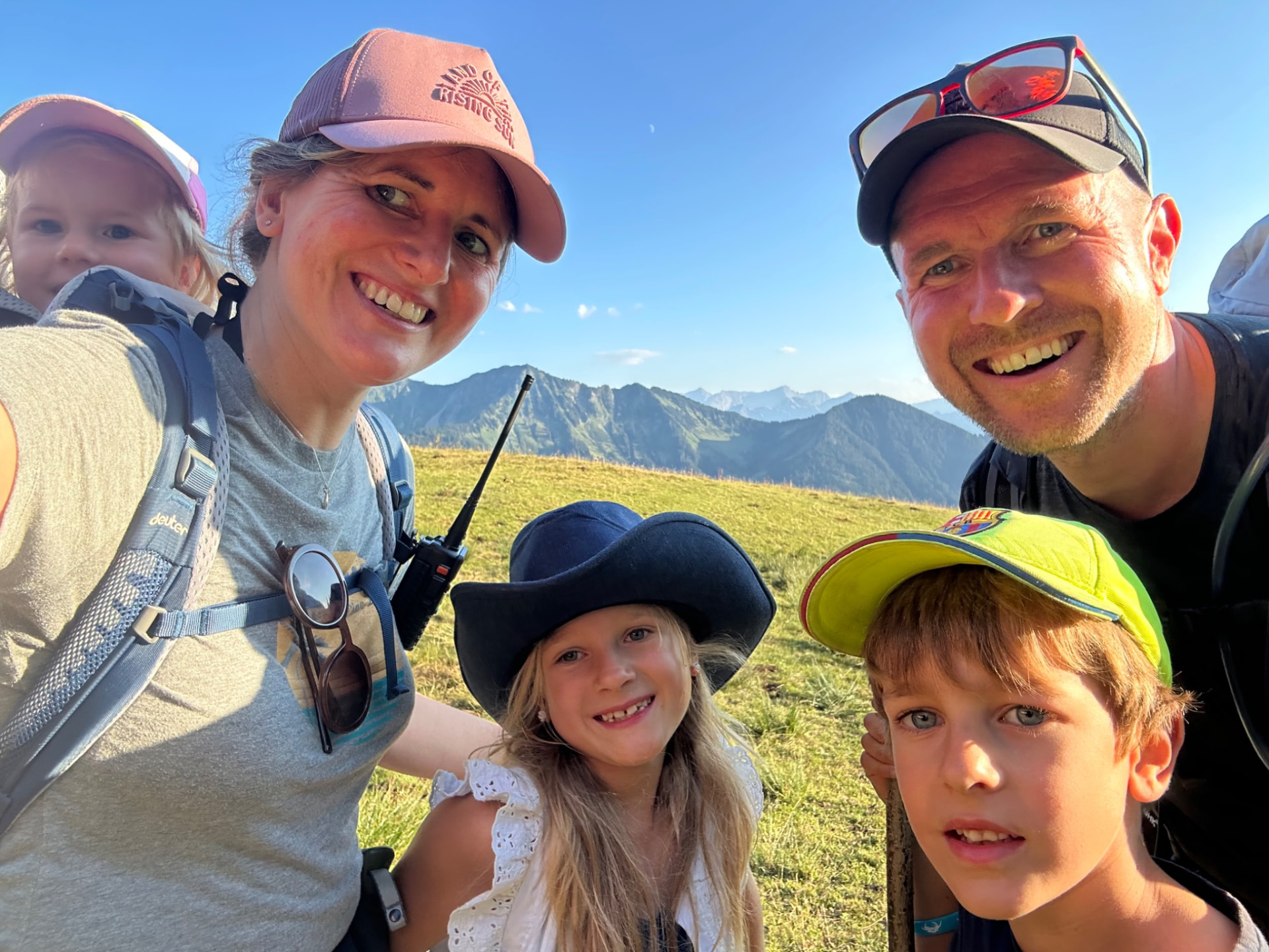 Carlo and Inge with their three children on a mountain walk
